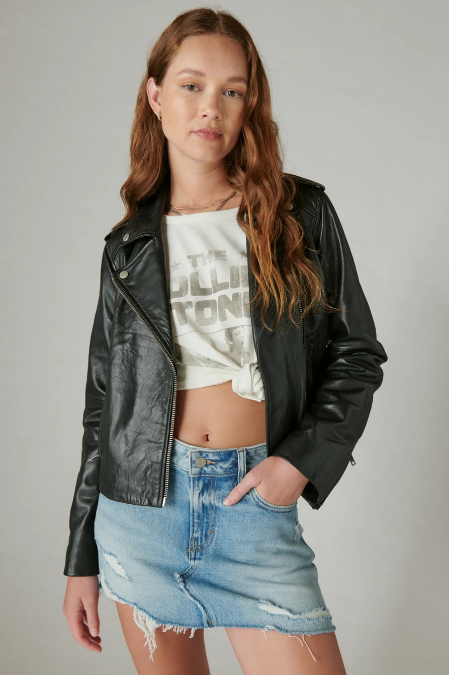 ROLLING STONES LEATHER MOTO JACKET | Lucky Brand ROLLING STONES LEATHER MOTO JACKET | Lucky Brand