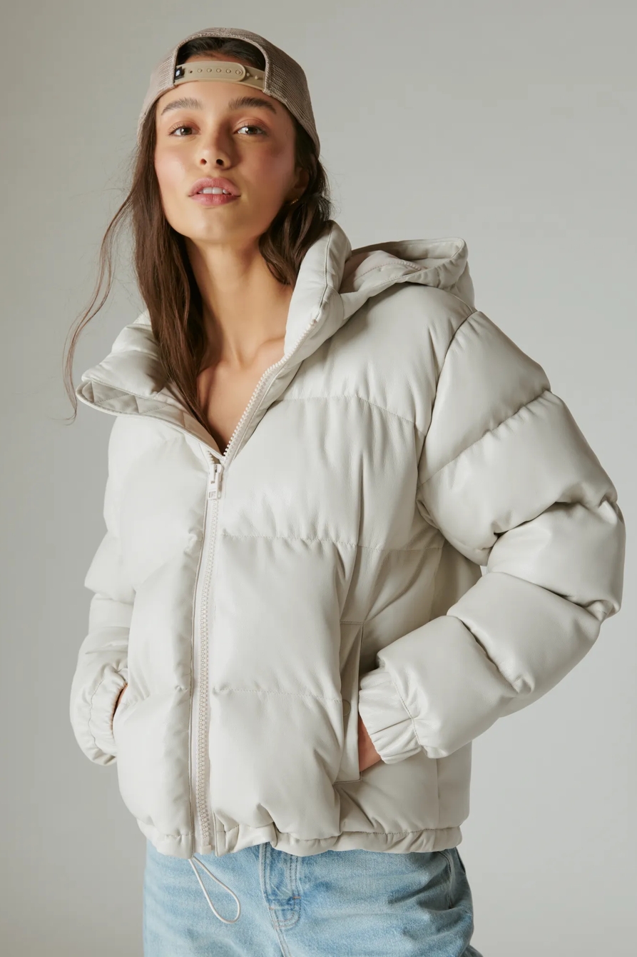 OVERSIZED FAUX LEATHER PUFFER JACKET, image 2