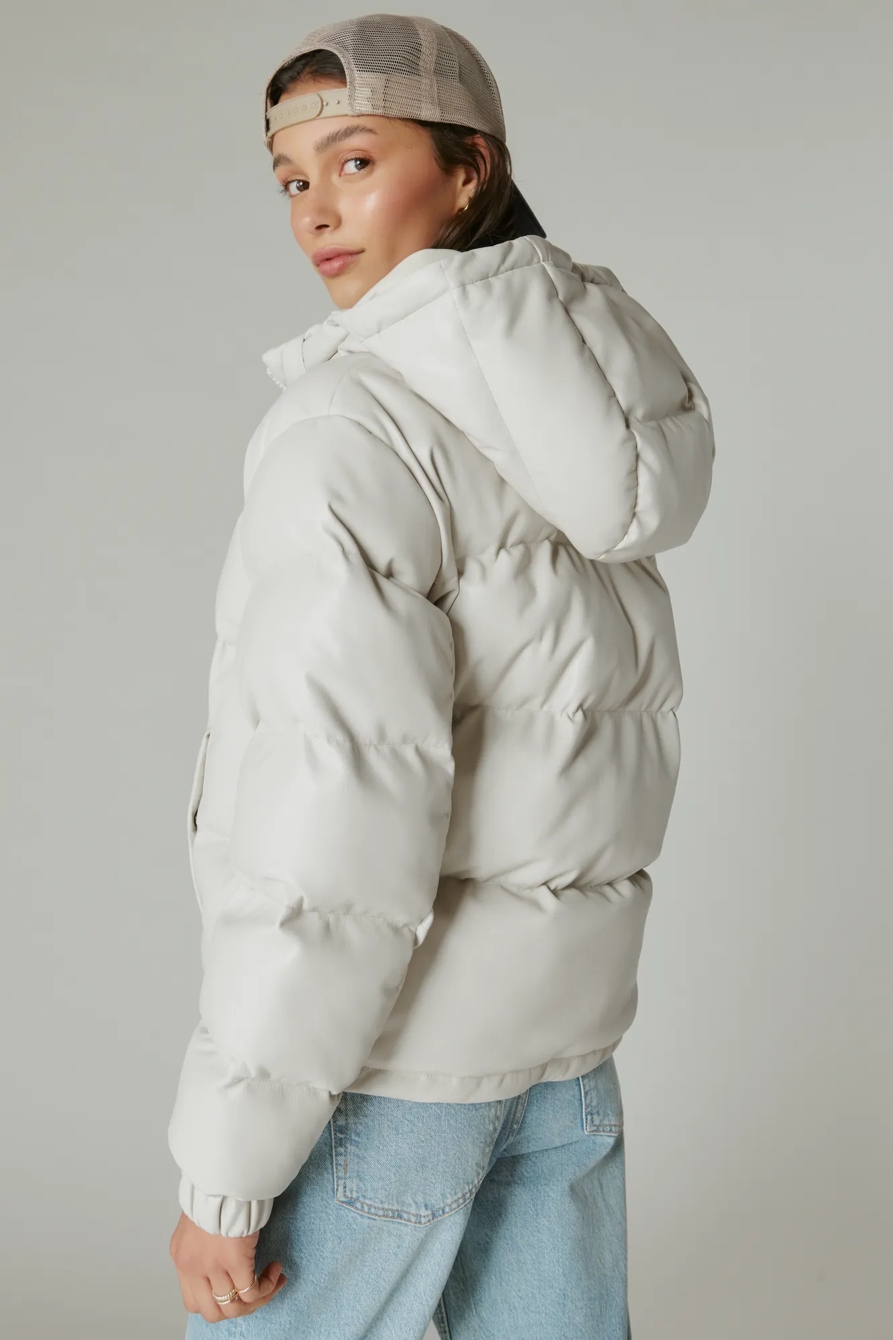 OVERSIZED FAUX LEATHER PUFFER JACKET, image 3