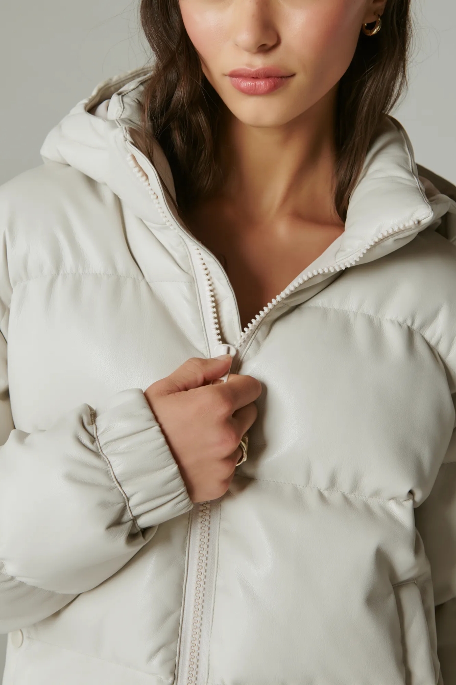 OVERSIZED FAUX LEATHER PUFFER JACKET, image 4