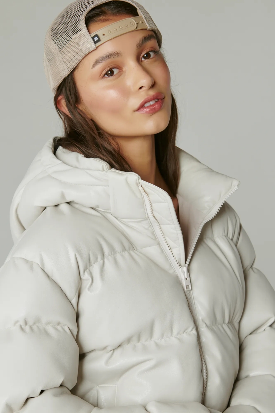 OVERSIZED FAUX LEATHER PUFFER JACKET, image 5