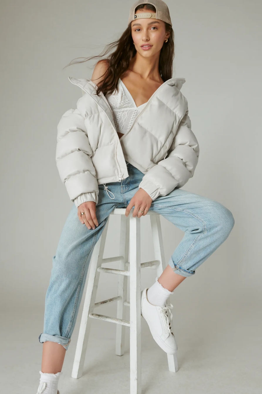 OVERSIZED FAUX LEATHER PUFFER JACKET, image 6