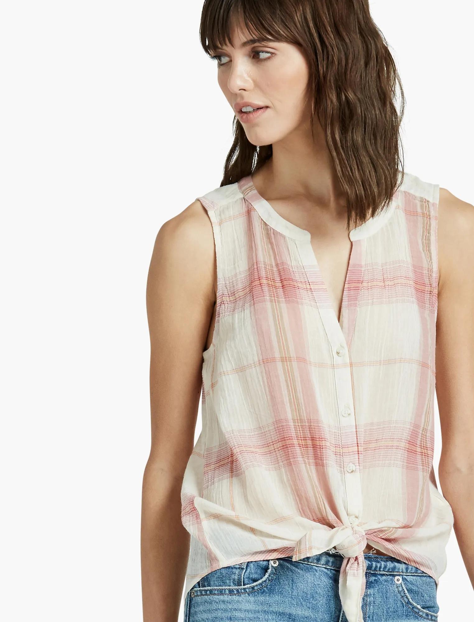 SLEEVELESS TIE FRONT TOP, image 1