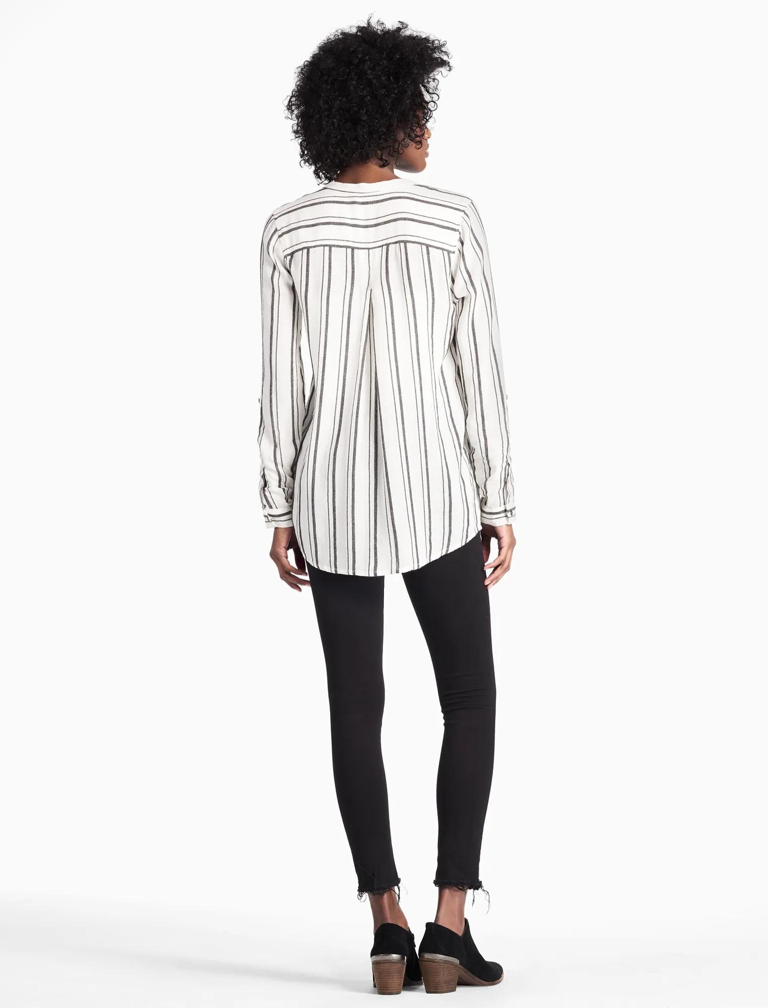 COLLARLESS BUTTON DOWN TOP, image 3