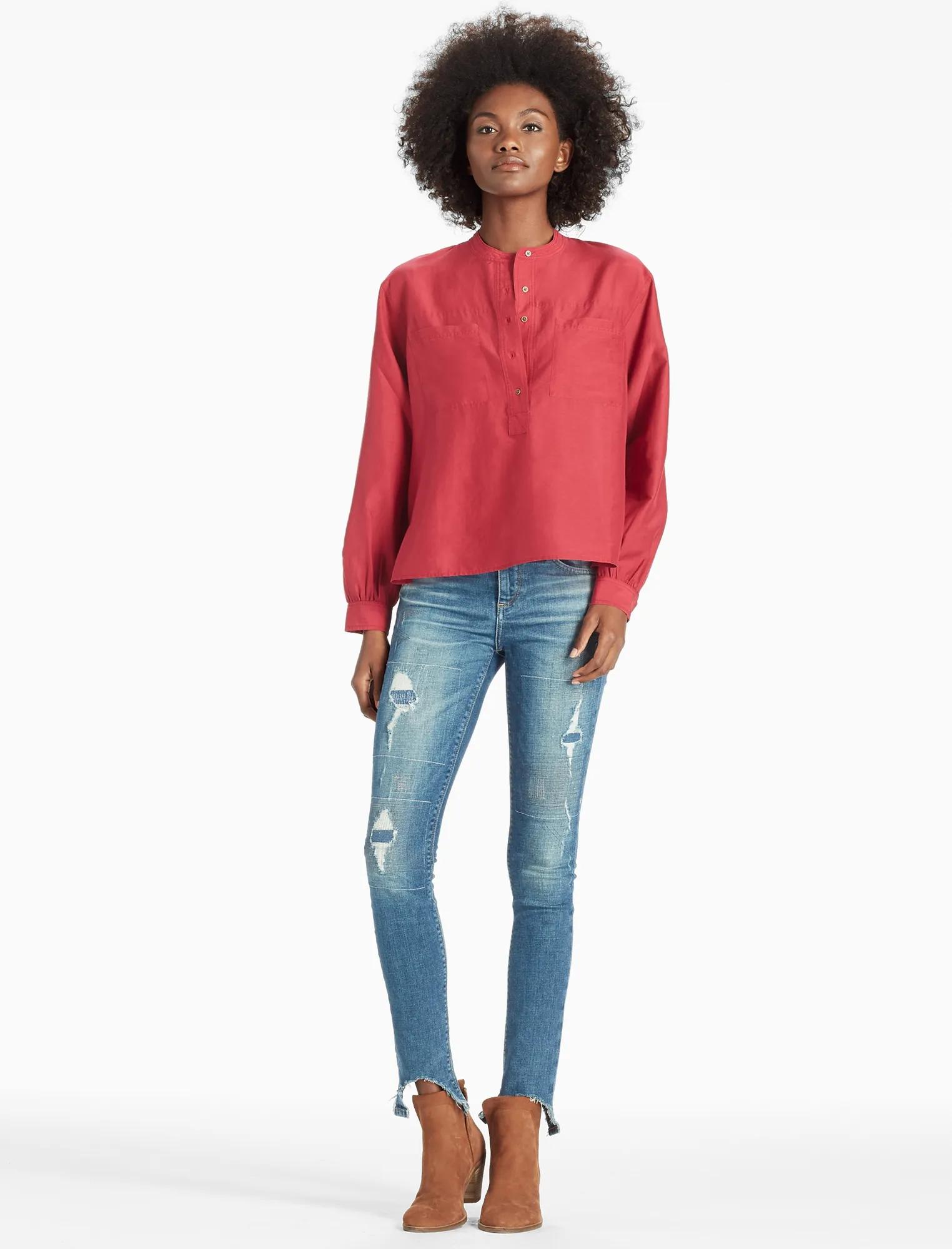 COTTON SILK POPOVER TOP, image 2