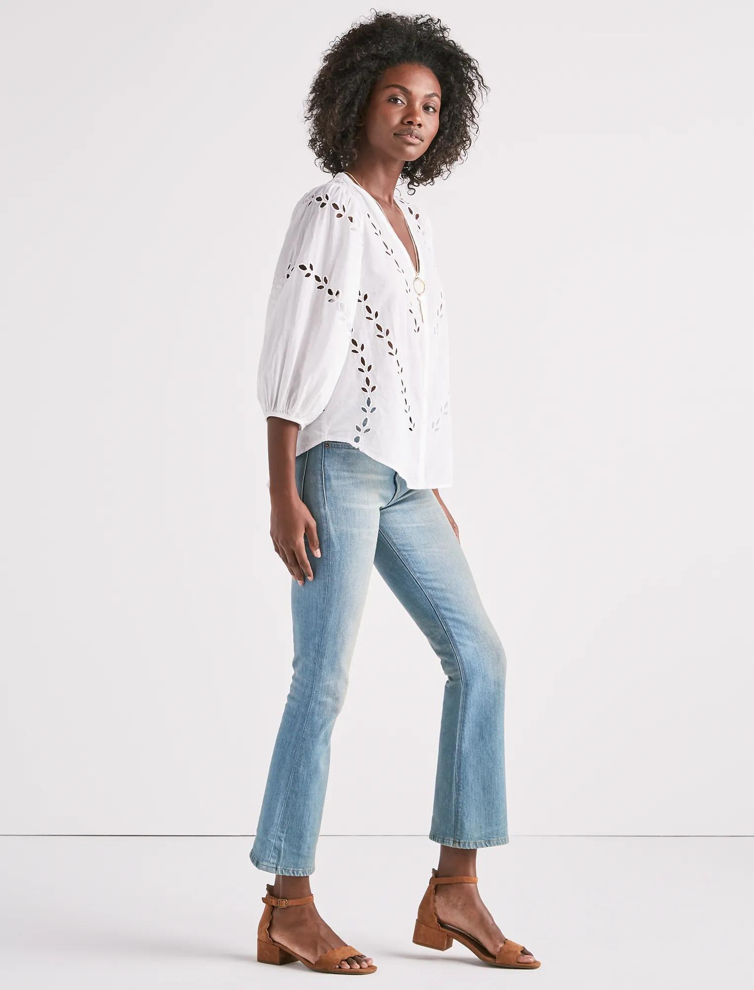 EYELET PEASANT BLOUSE, image 2