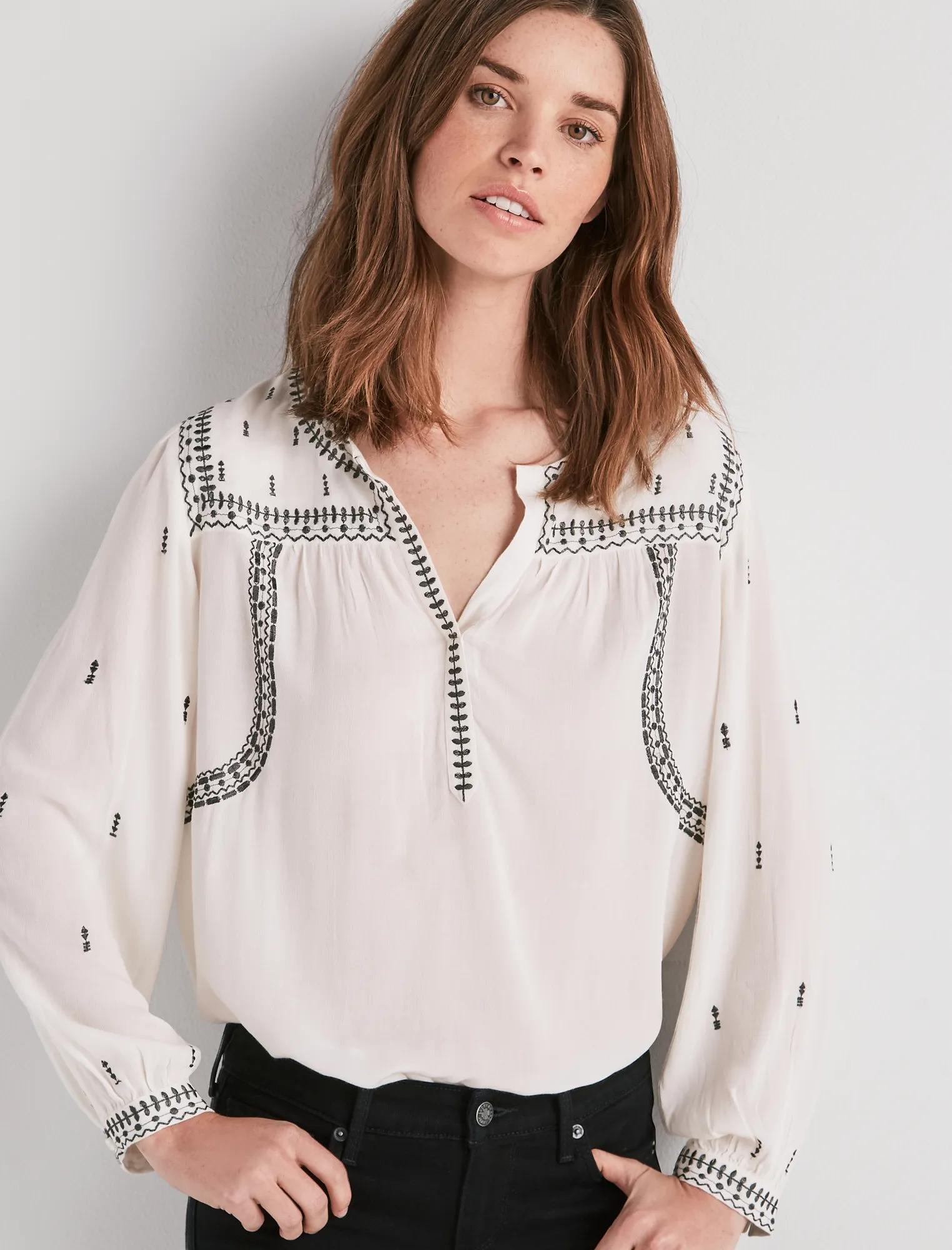 EMBROIDERED PEASANT TOP, image 1