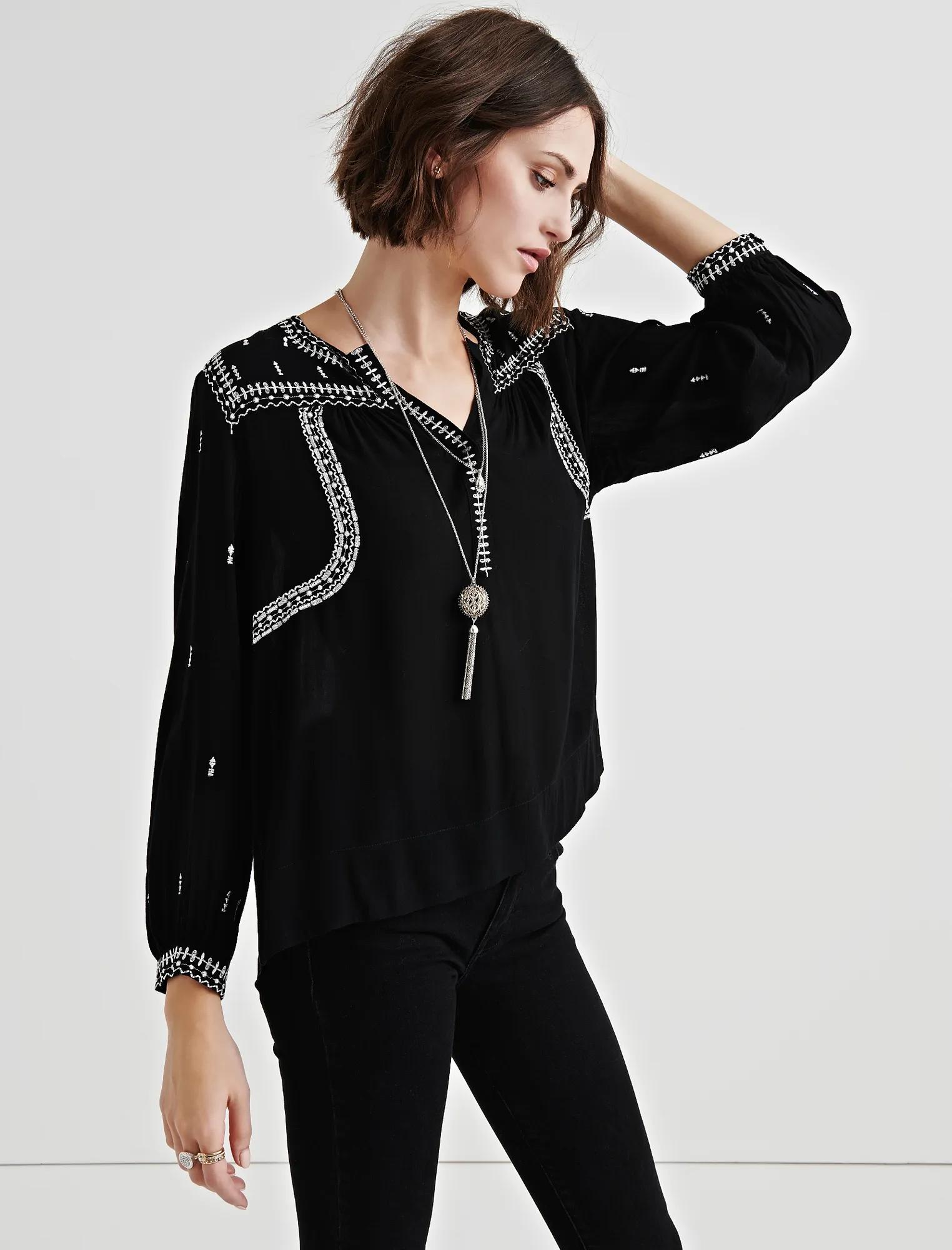 EMBROIDERED PEASANT TOP, image 1