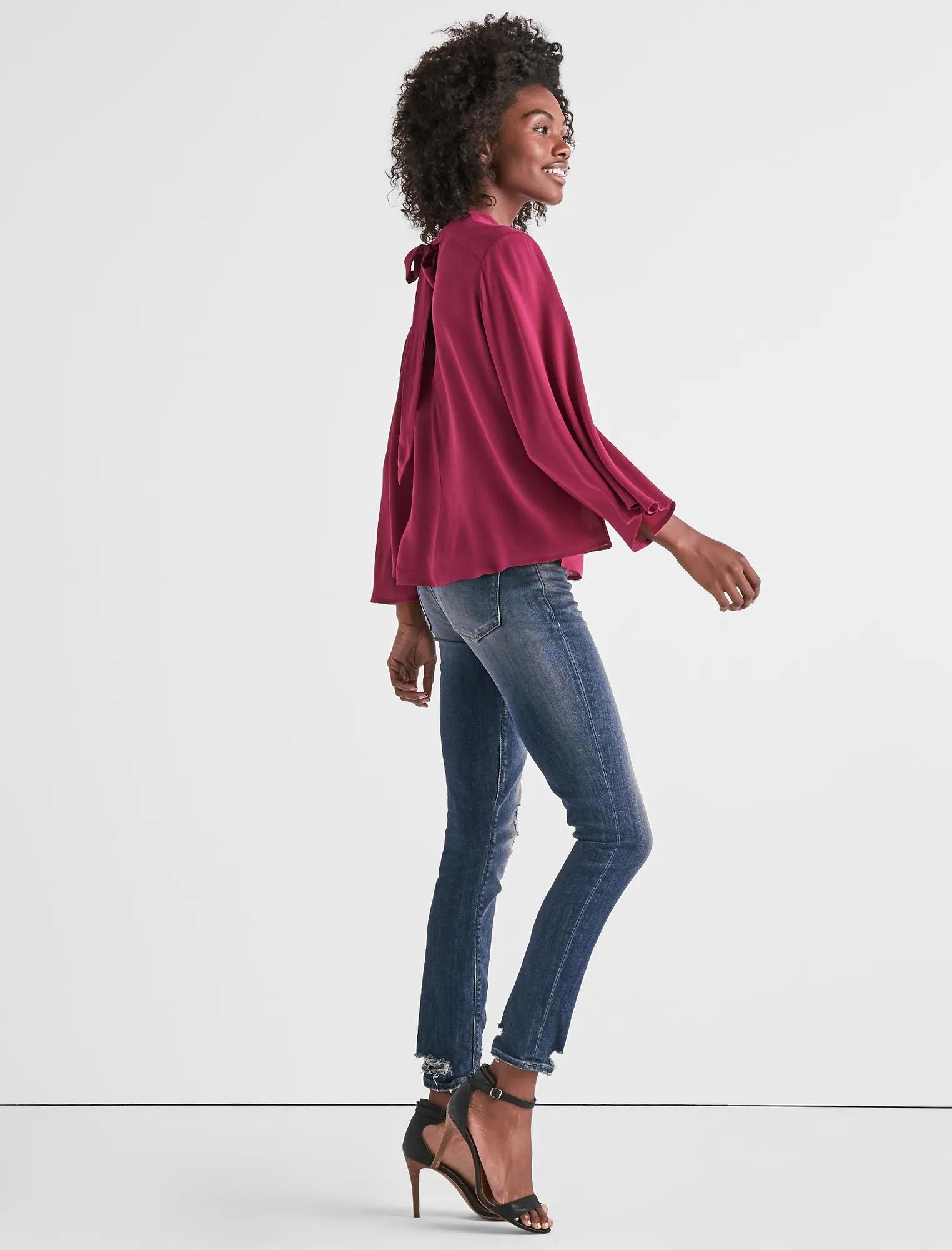 LONG SLEEVE SOLID CHOKER TOP, image 2