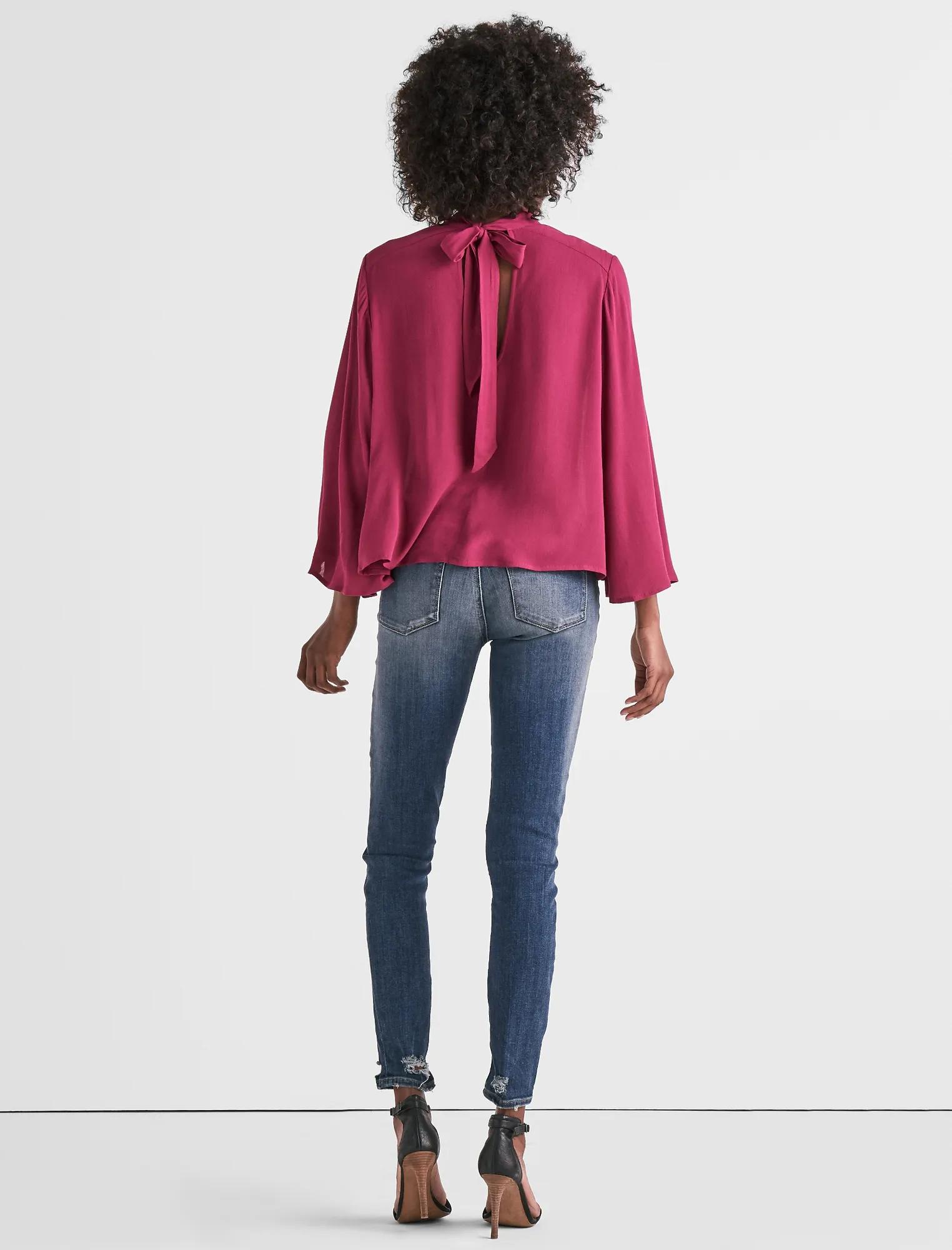 LONG SLEEVE SOLID CHOKER TOP, image 3