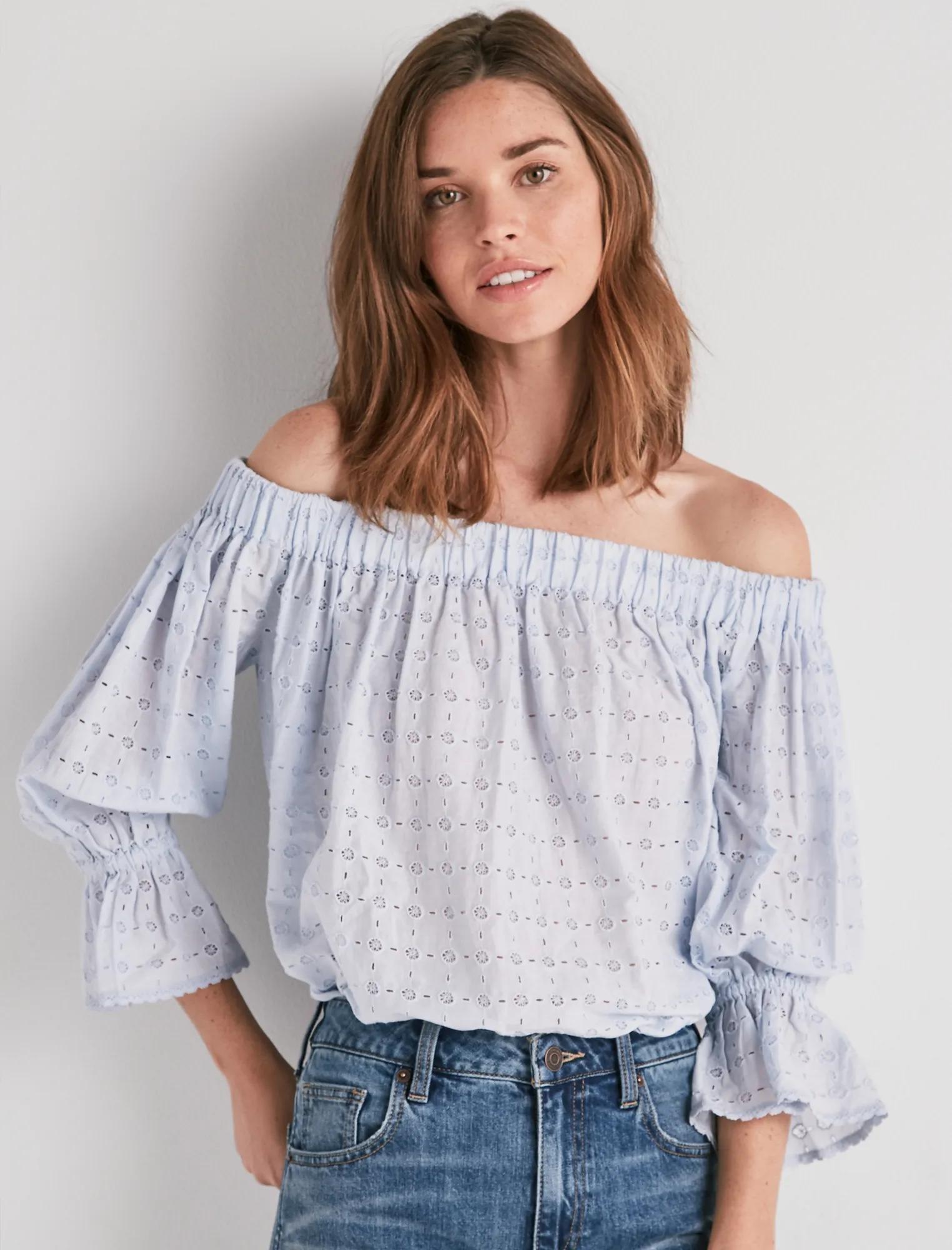 EYELET OFF SHOULDER TOP, image 1