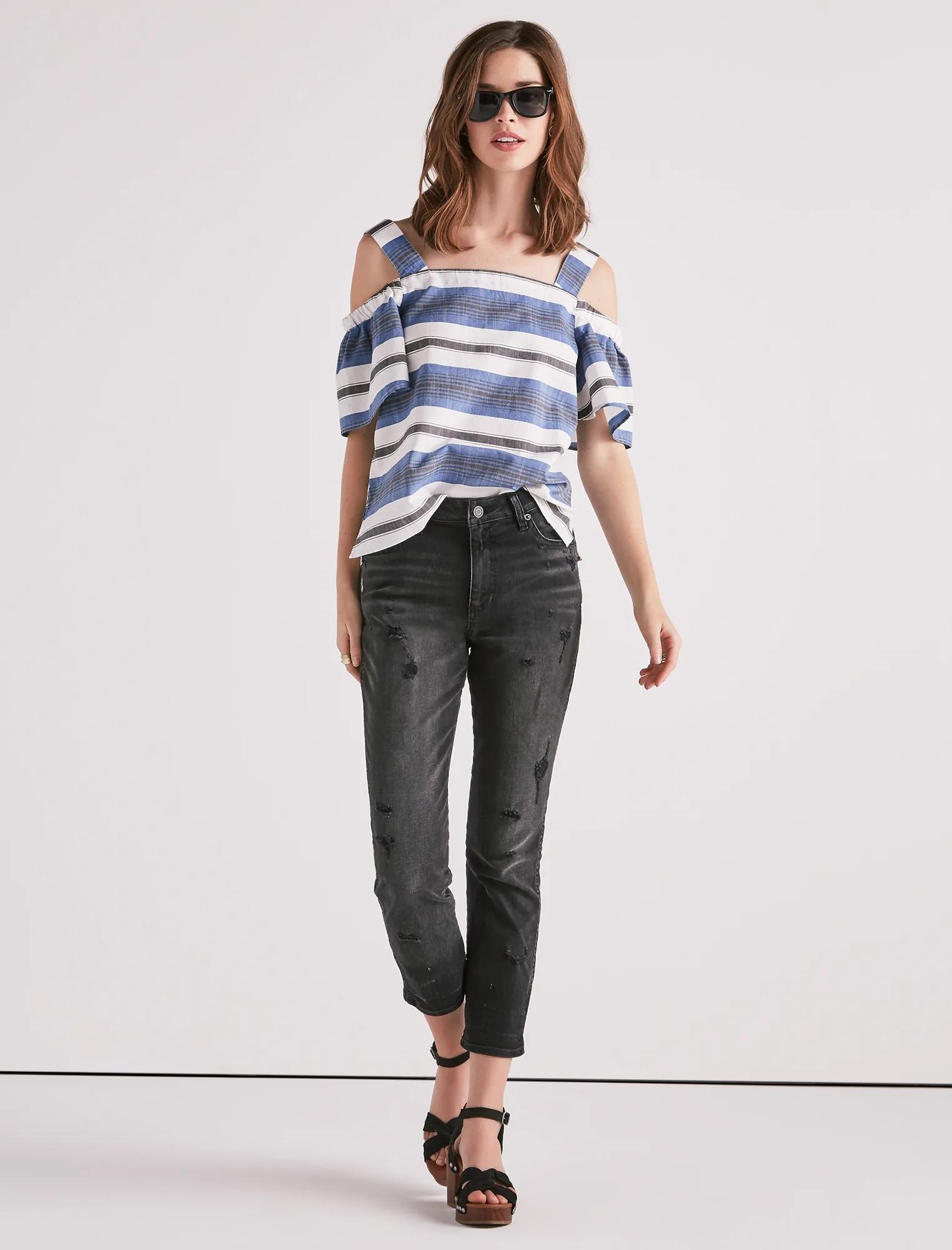 STRIPE COLD SHOULDER TOP, image 2