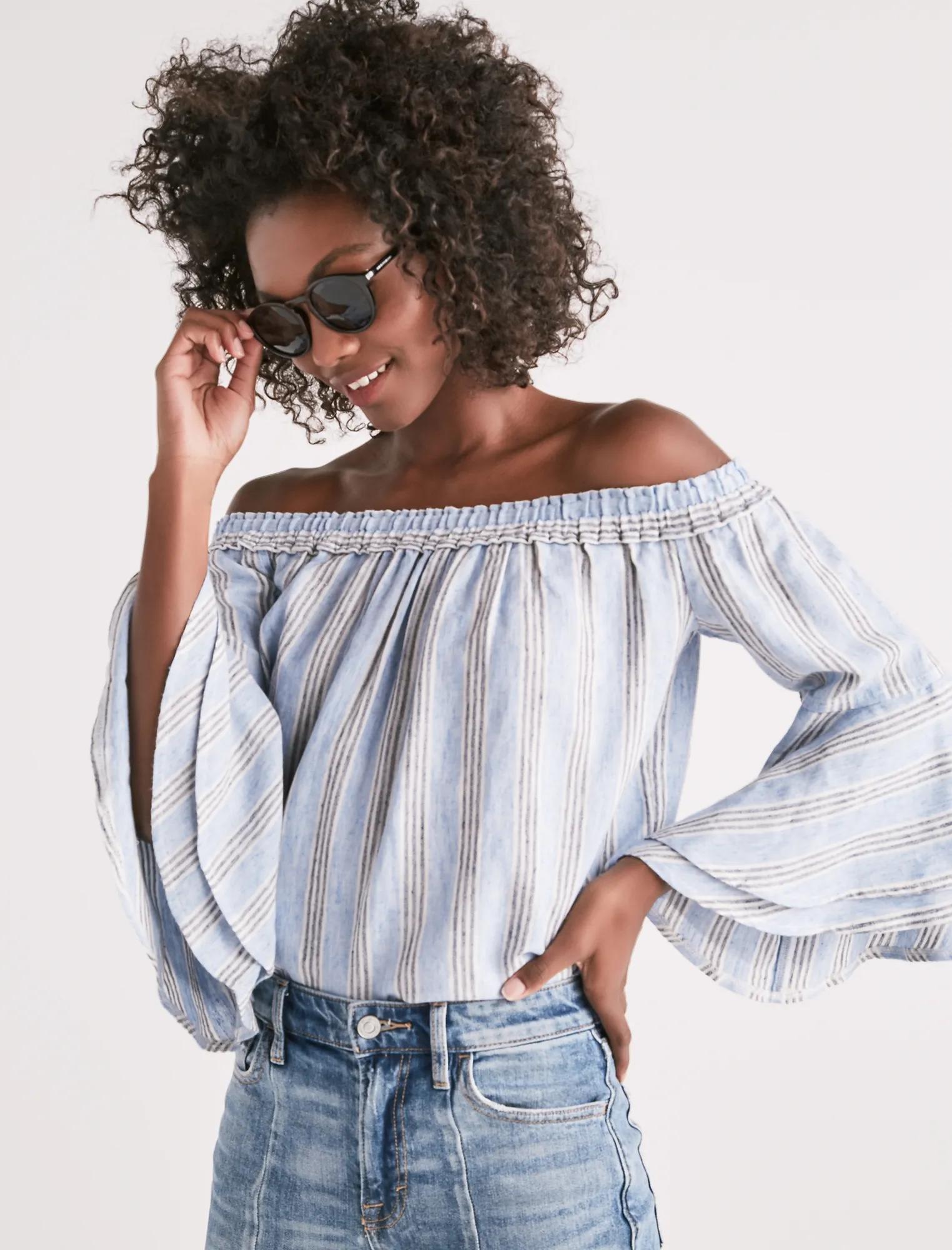 OFF SHOULDER STRIPE TOP | Lucky Brand