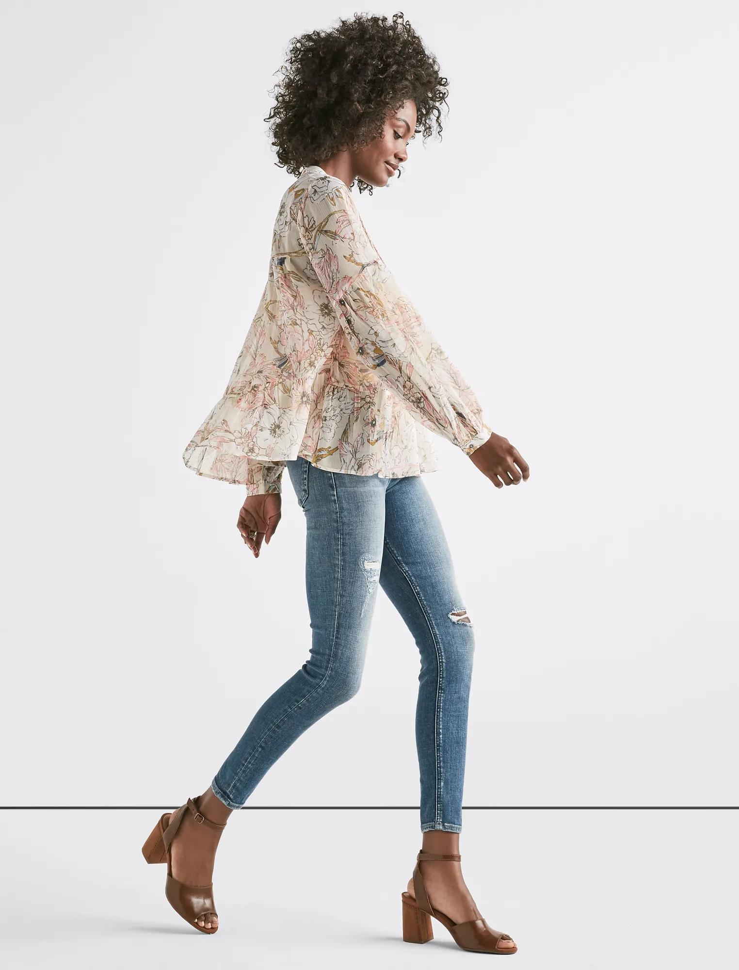 FLORAL PRINTED PEASANT BLOUSE, image 2
