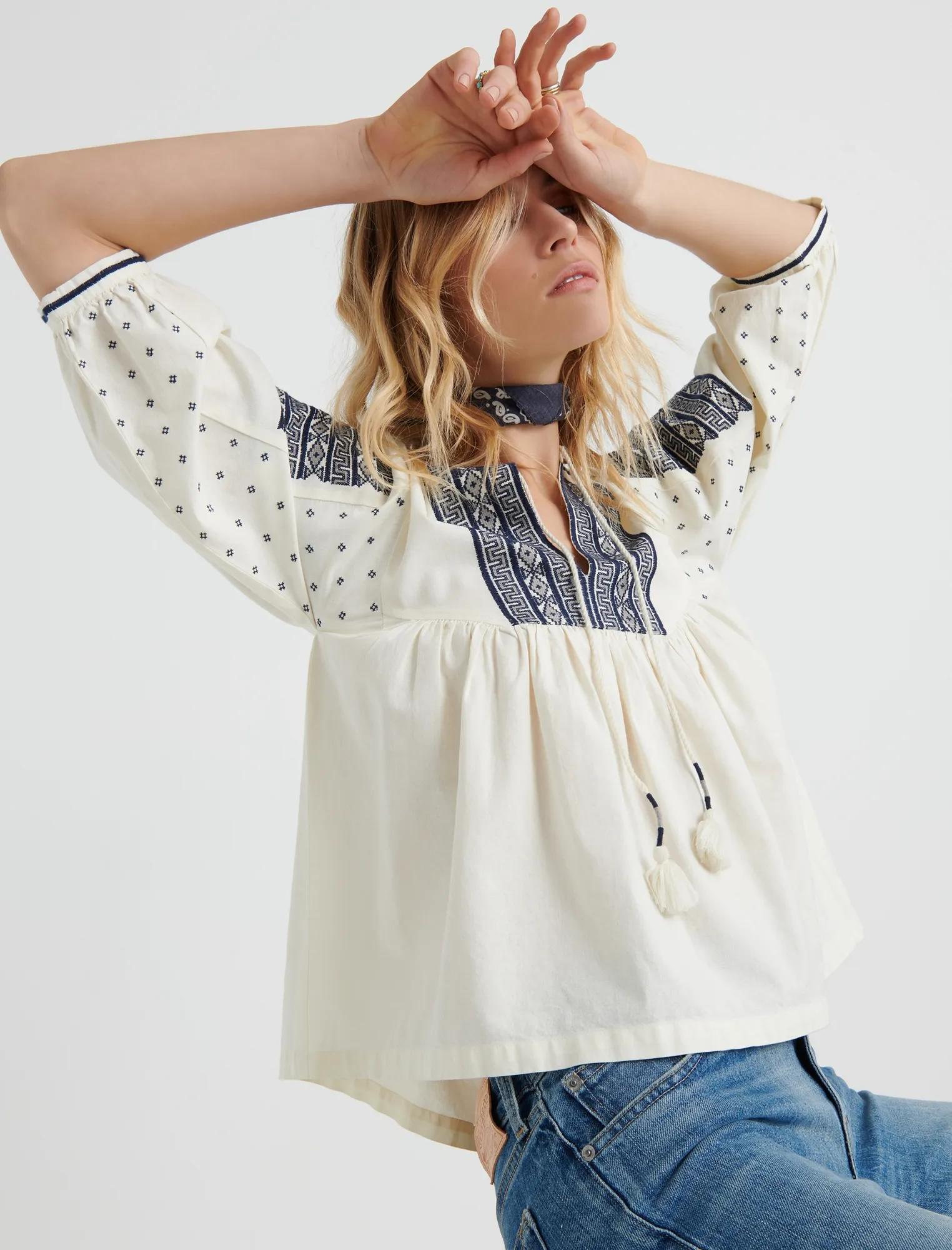 EMBROIDERED PEASANT TOP, image 1