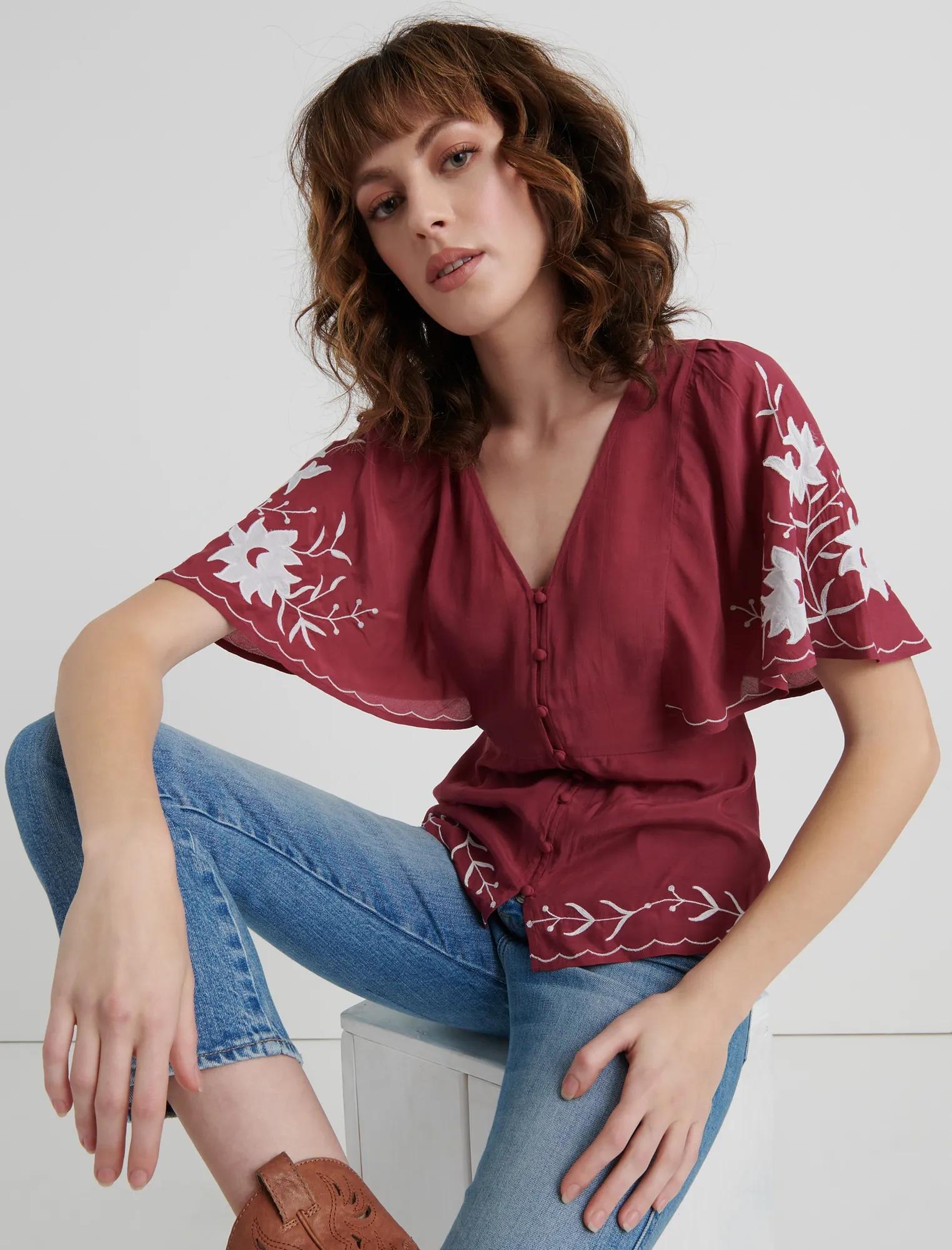 EMBROIDERED SLEEVE TOP, image 1