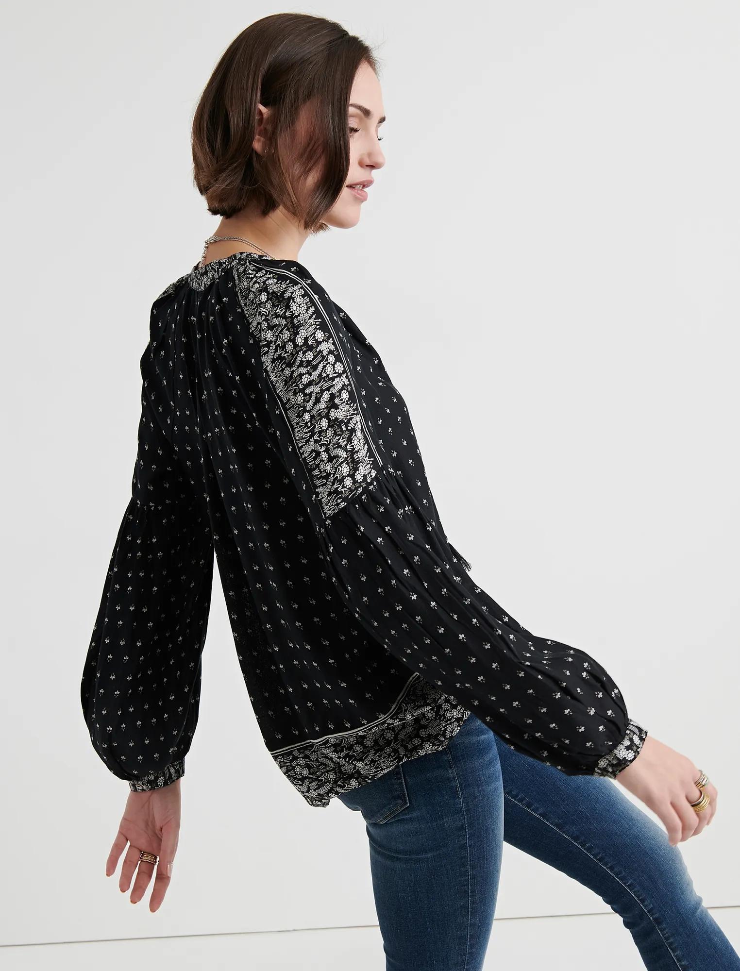 BORDER PRINT PEASANT TOP, image 2