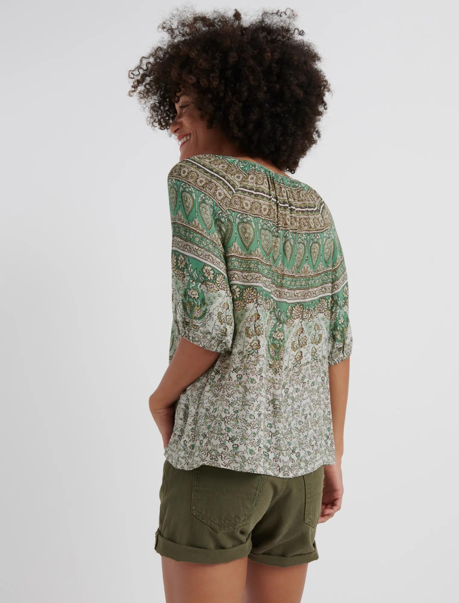 PRINTED KELLY PEASANT TOP, image 3