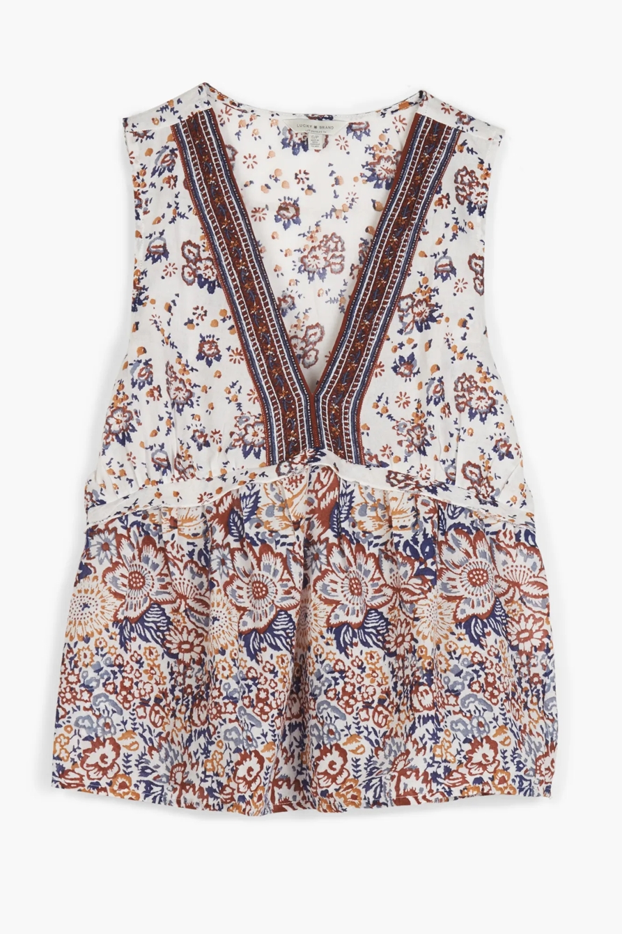 EMB SLEEVELESS ROMANTIC TOP, image 1