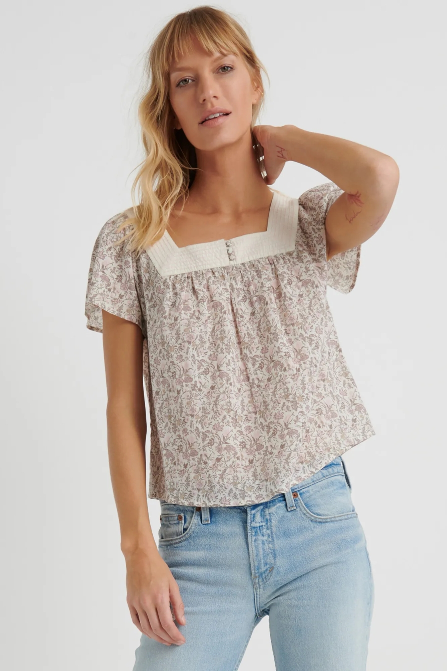 FLORAL SQUARE NECK TOP, image 1