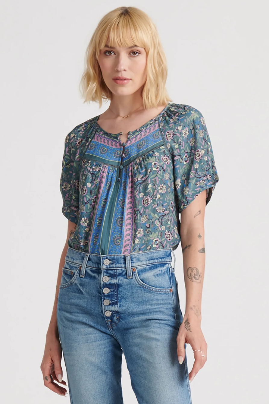 PRINTED PUFF SLEEVE TOP, image 1