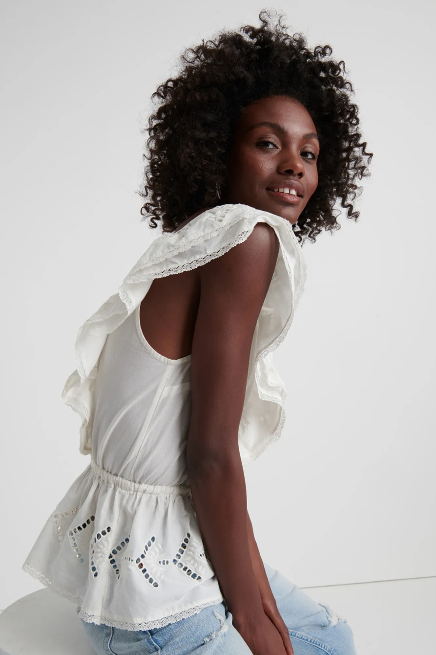 EYELET RUFFLE TOP, image 2