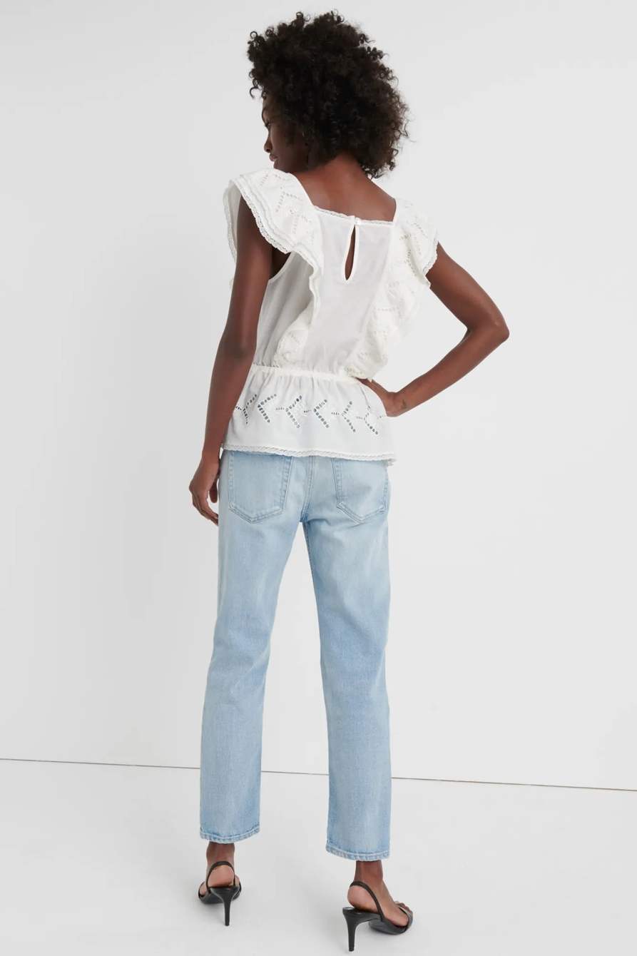EYELET RUFFLE TOP, image 3
