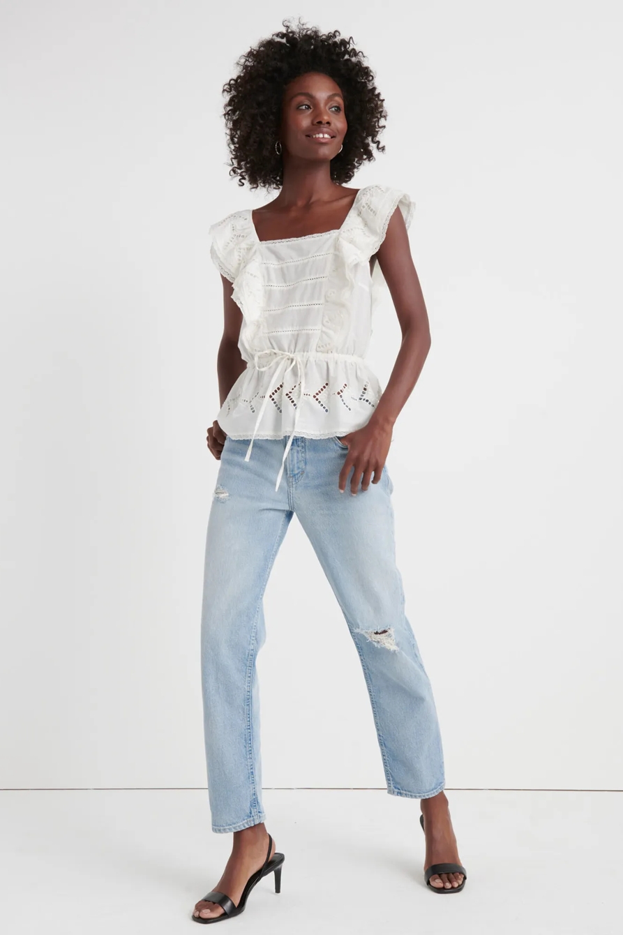 EYELET RUFFLE TOP, image 4