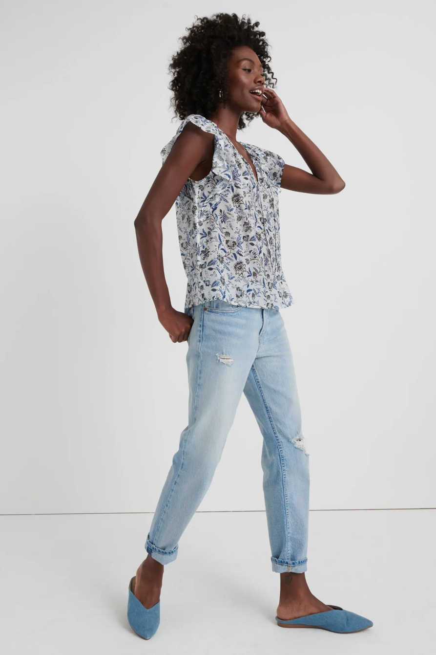 PRINTED FLUTTER SLEEVE TOP, image 2