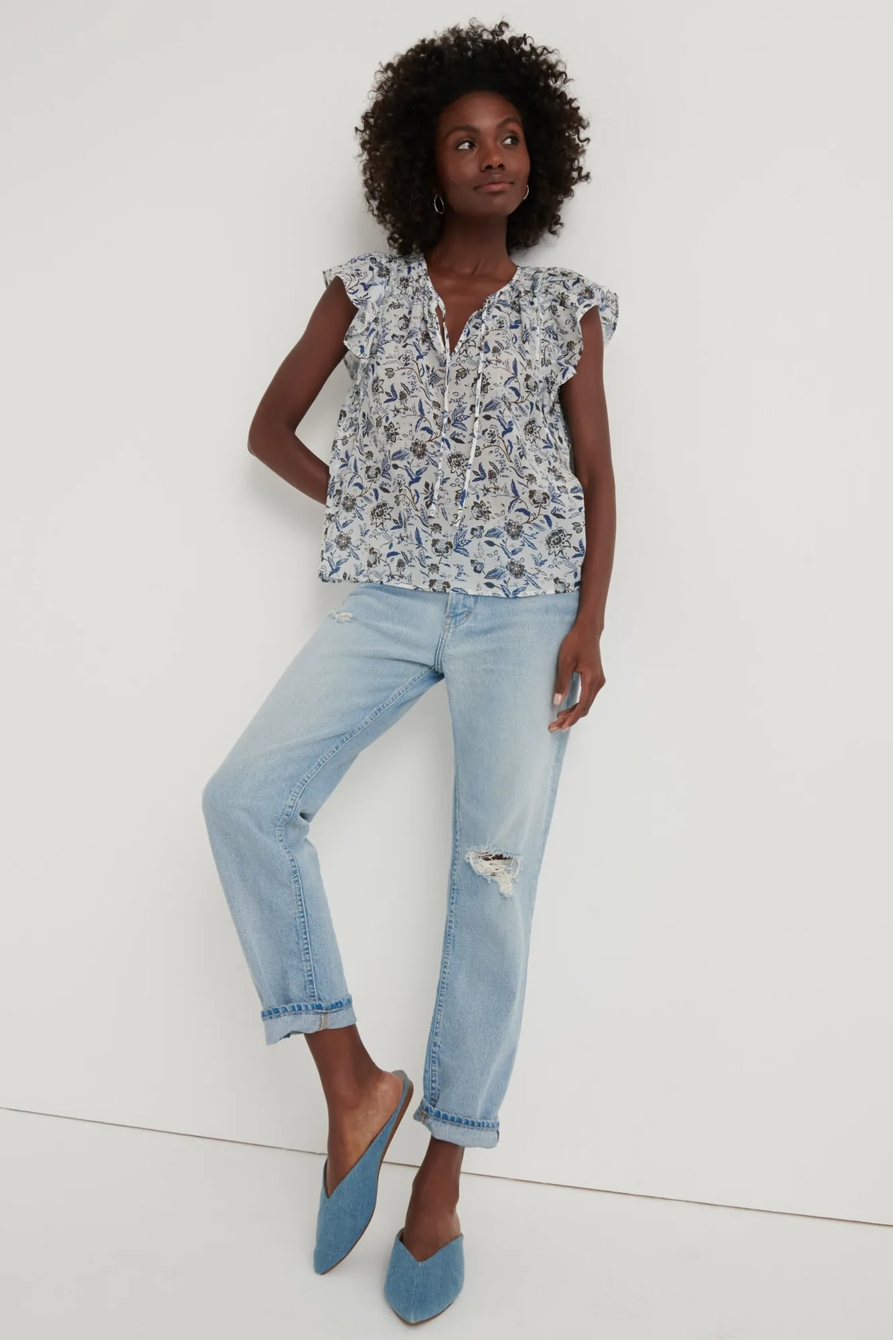 PRINTED FLUTTER SLEEVE TOP, image 4