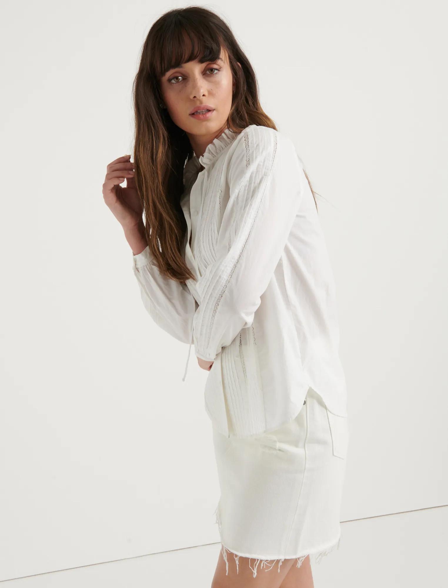 PINTUCK RUFFLE COLLAR SHIRT, image 2