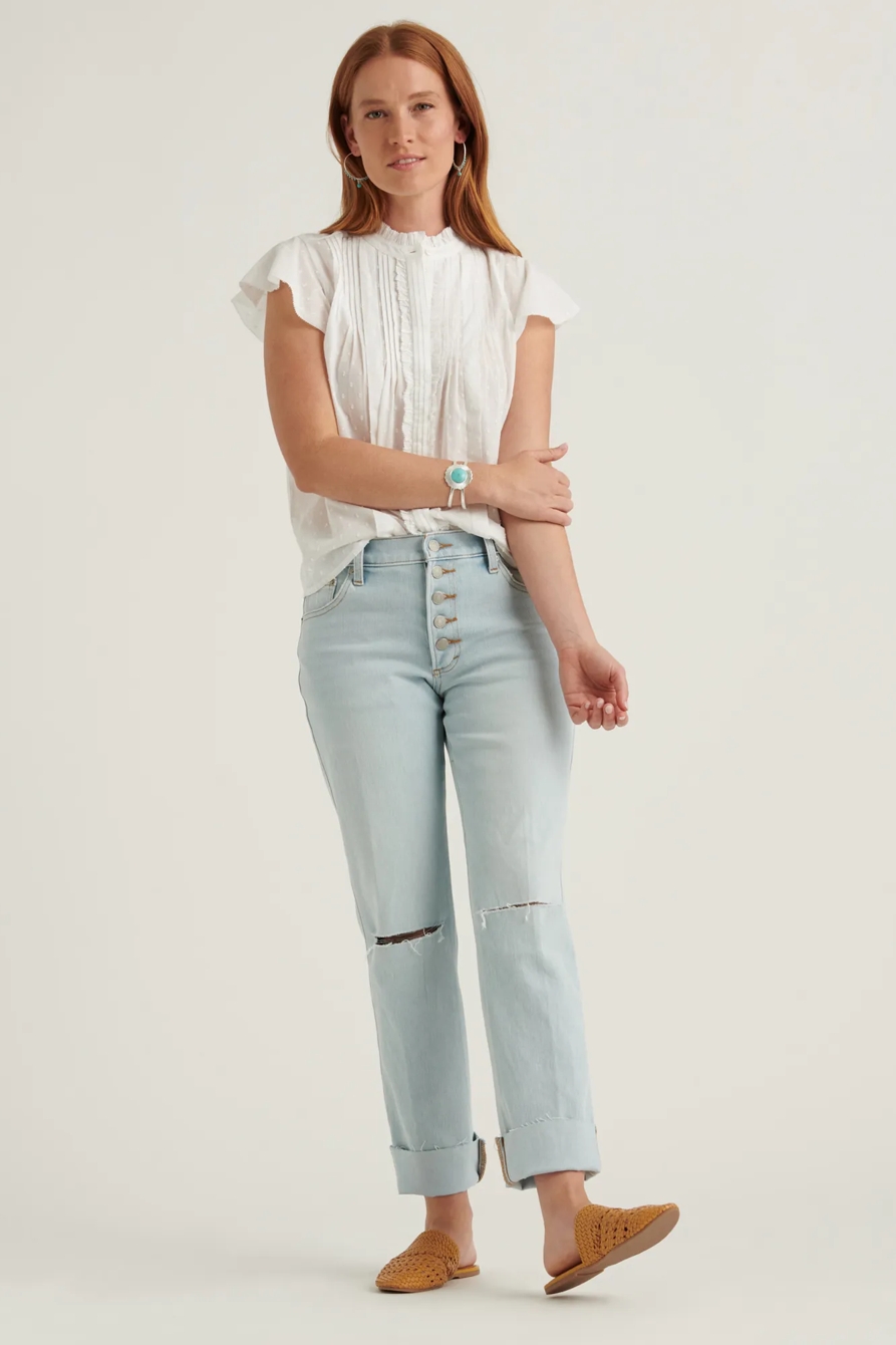 FLUTTER SLEEVE POET BLOUSE TOP, image 2