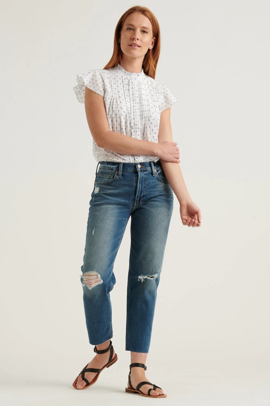 FLUTTER SLEEVE POET BLOUSE TOP, image 2