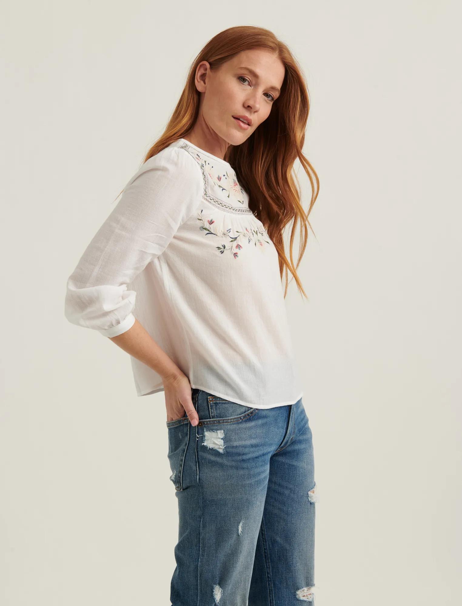 EMBROIDERED YOKE TOP, image 3