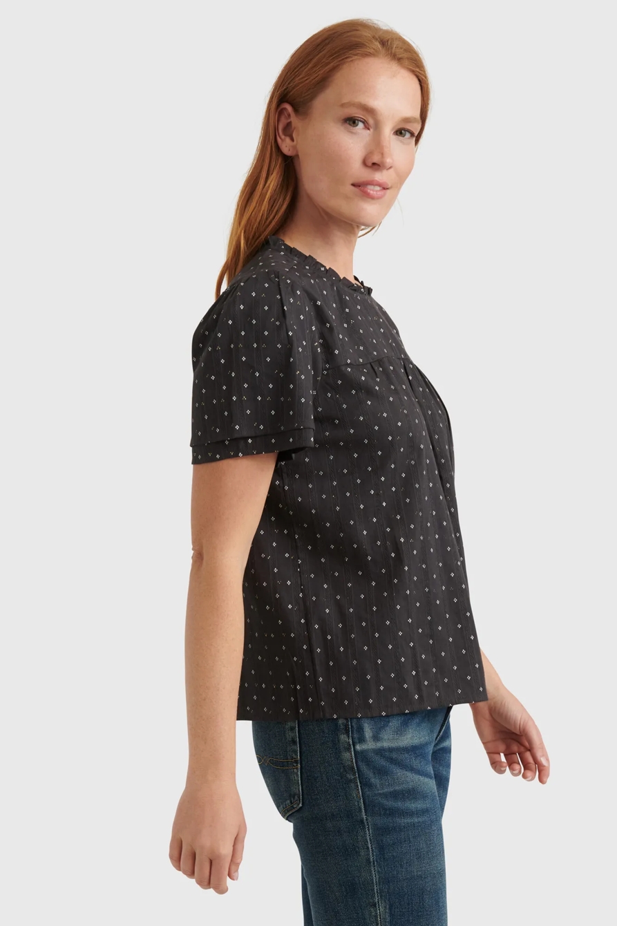 RUFFLE NECK WOVEN TEE, image 2