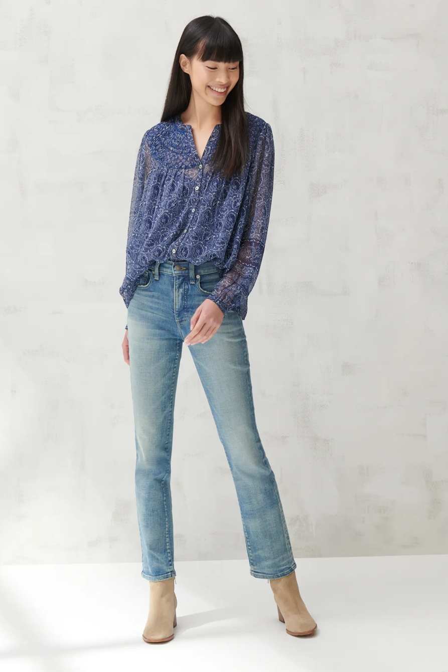 SMOCKED YOKE PEASANT TOP, image 2