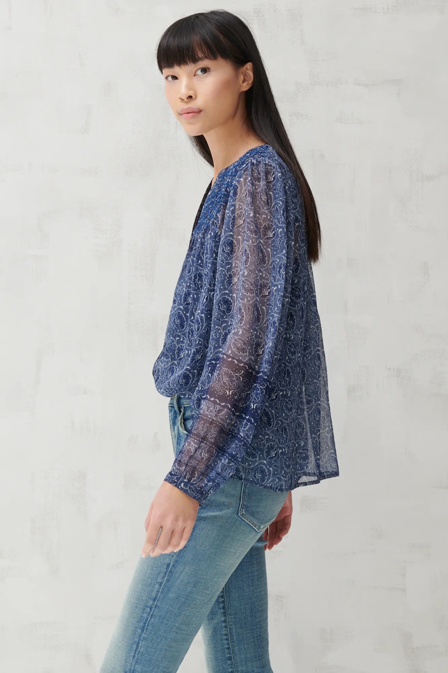 SMOCKED YOKE PEASANT TOP, image 3