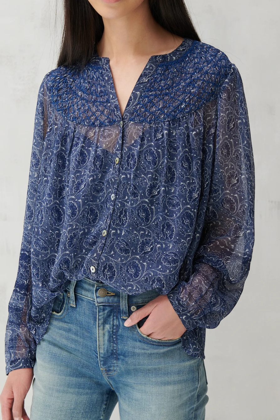 SMOCKED YOKE PEASANT TOP, image 5