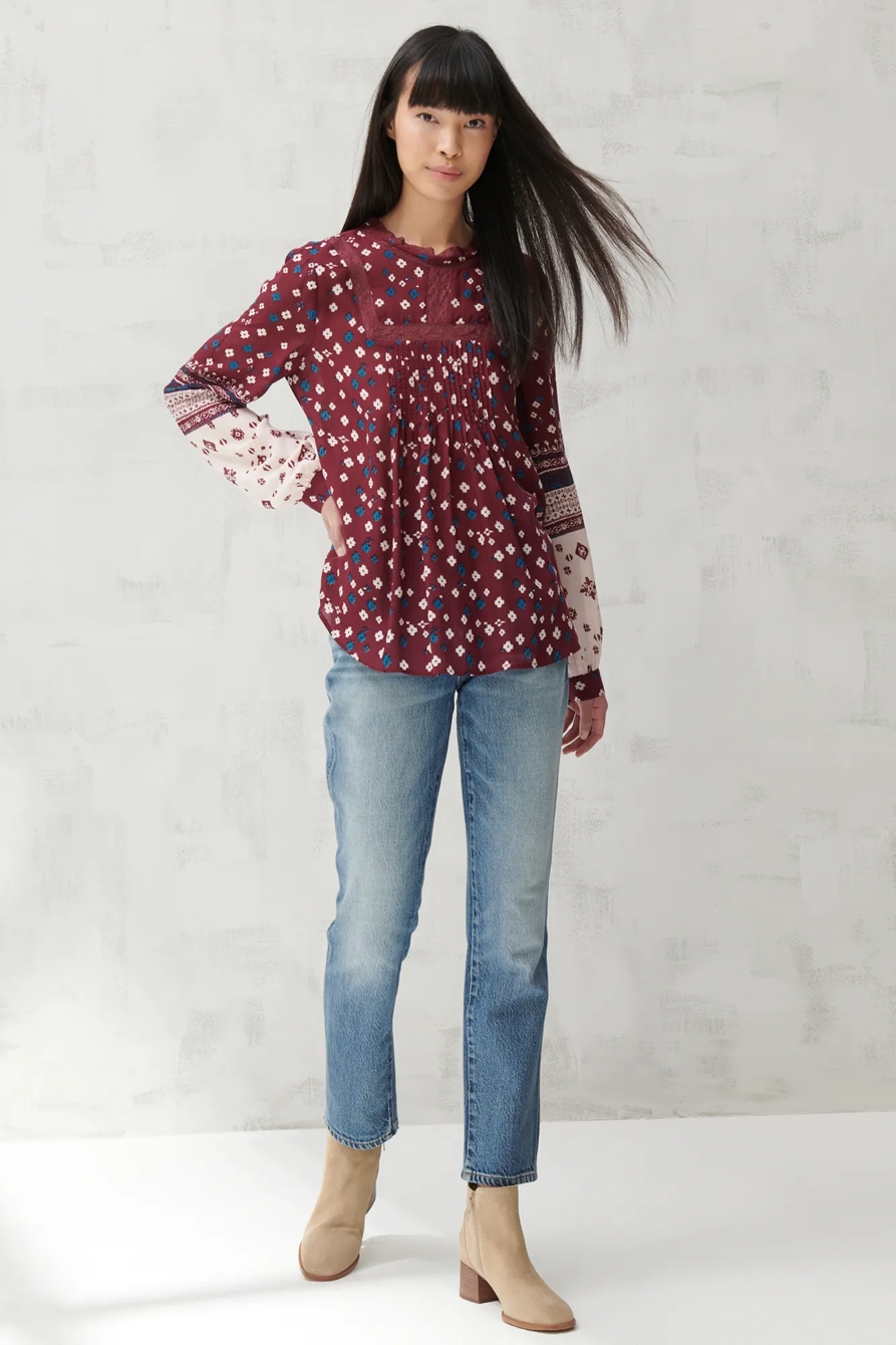 HIGH NECK LACE INSET TOP, image 2