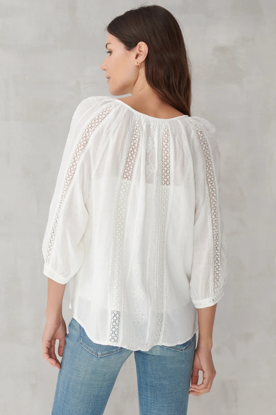 LACE INSET EMBROIDERED BUTTON TOP, image 4