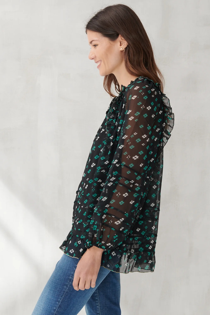 CHIFFON PRINTED PEASANT TOP, image 3