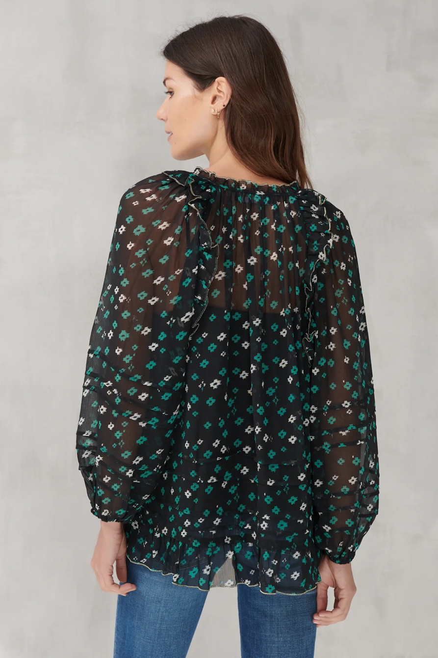 CHIFFON PRINTED PEASANT TOP, image 4