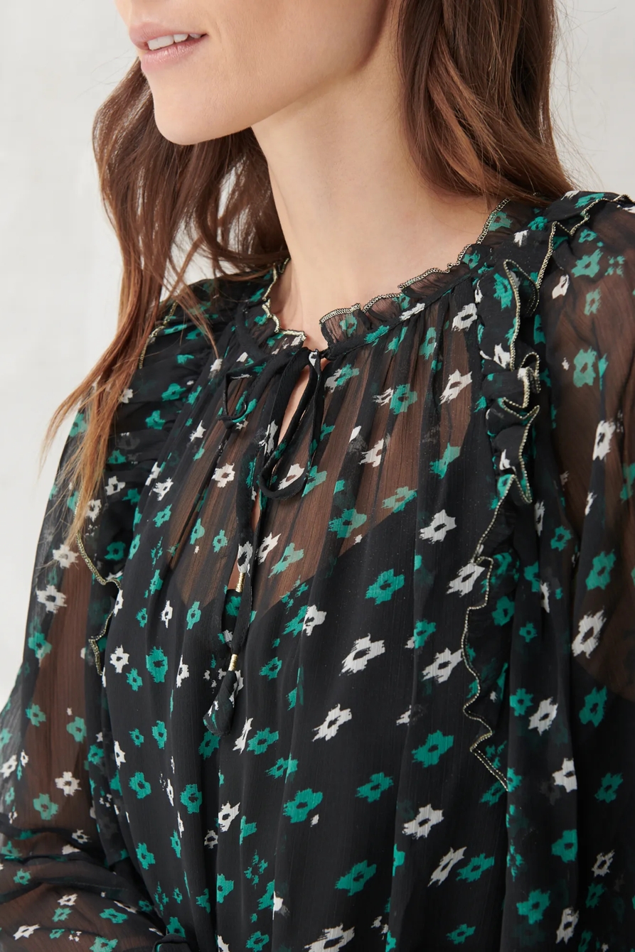 CHIFFON PRINTED PEASANT TOP, image 5
