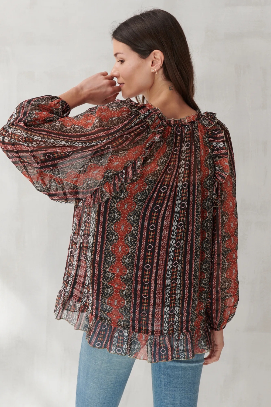 CHIFFON PRINTED PEASANT TOP, image 4