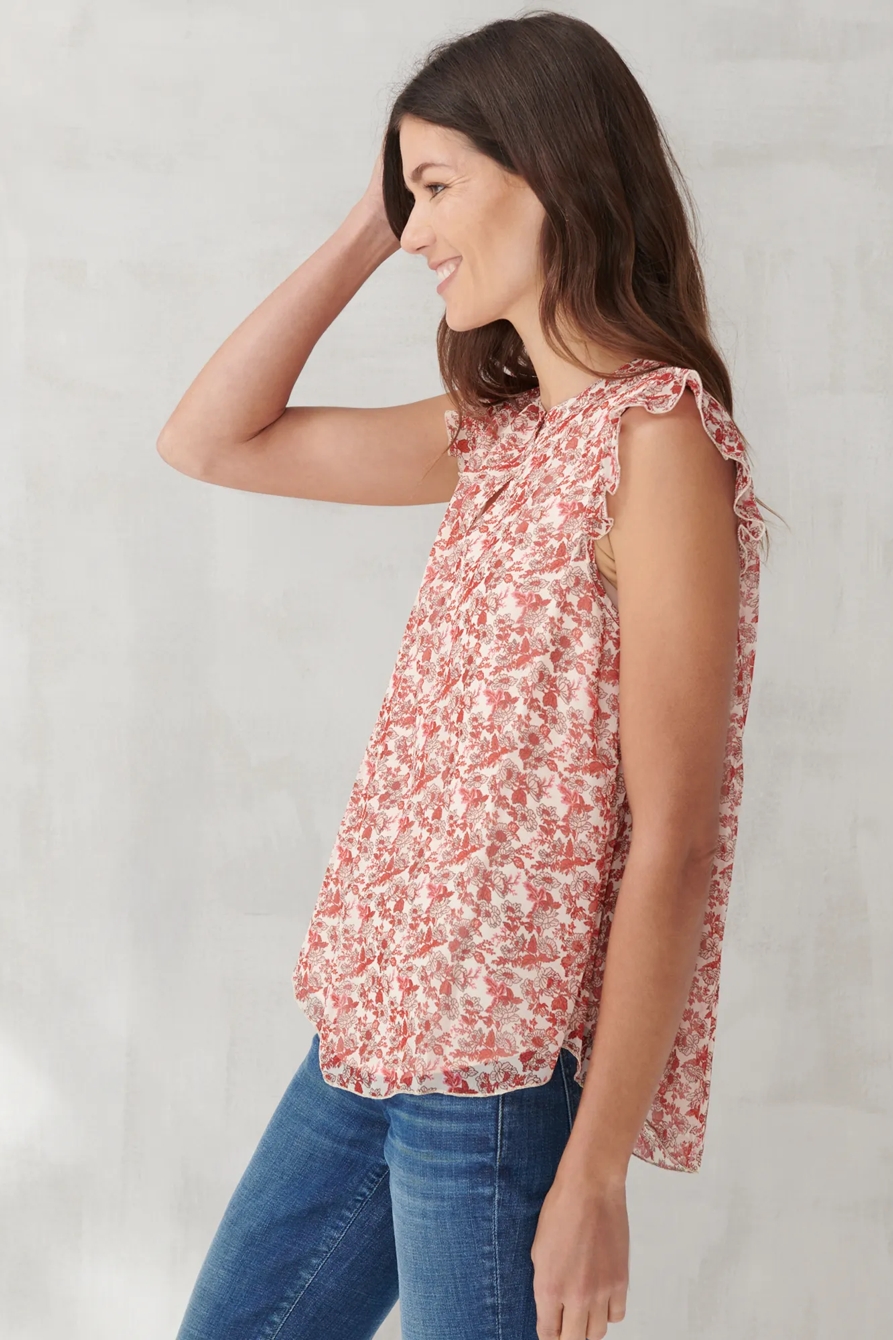 FLORAL FLUTTER SLEEVE TOP, image 3