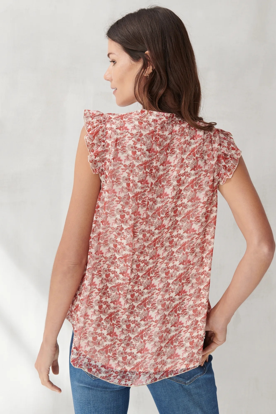 FLORAL FLUTTER SLEEVE TOP, image 4