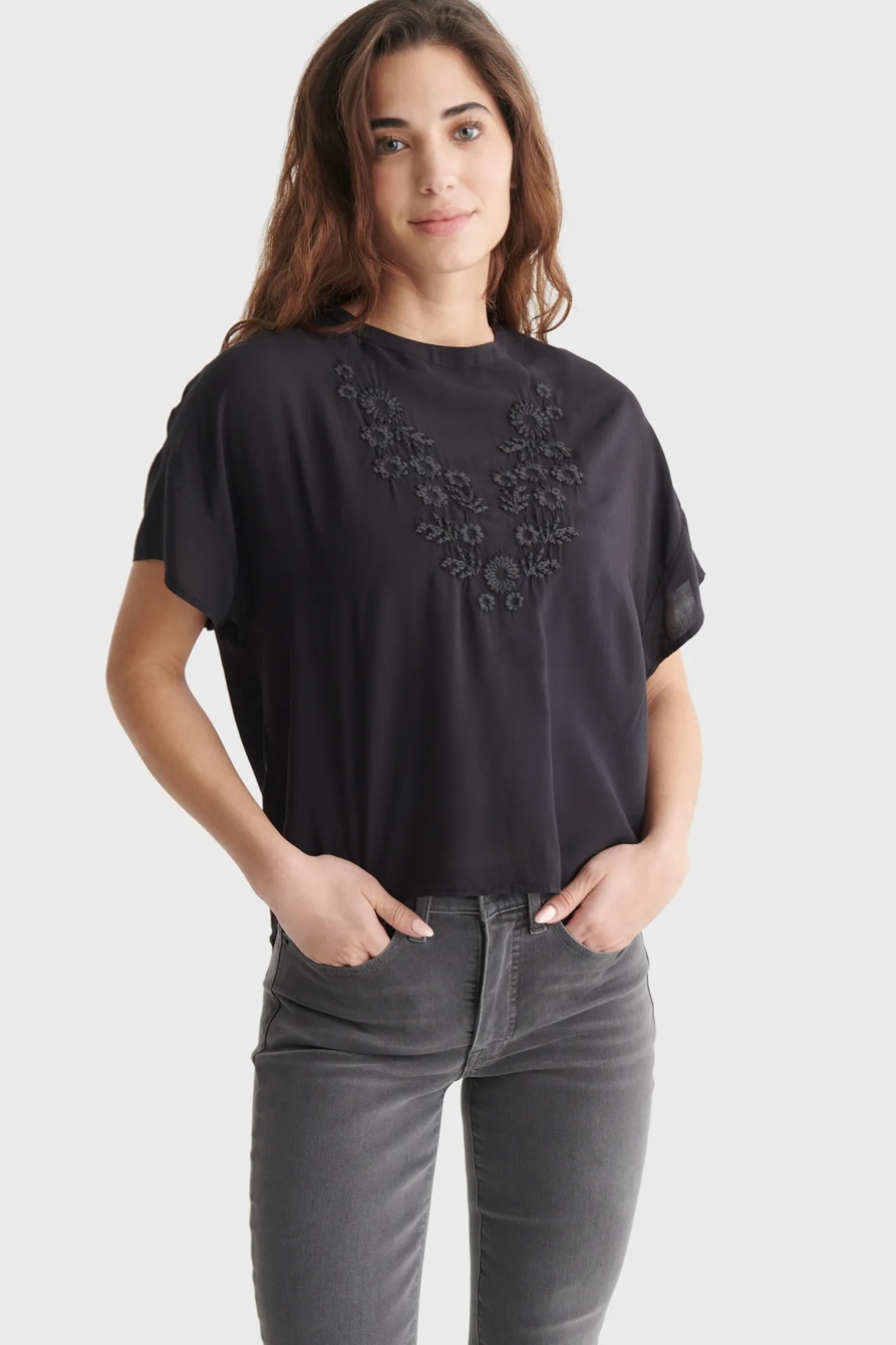FLORAL DROP SHOULDER OVERSIZED WOVEN TOP, image 1