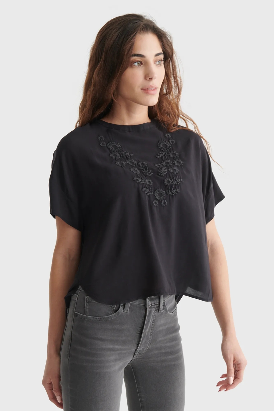 FLORAL DROP SHOULDER OVERSIZED WOVEN TOP, image 3