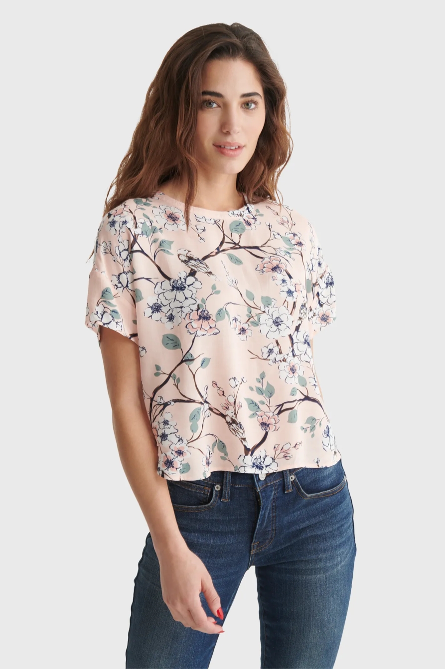 FLORAL DROP SHOULDER OVERSIZED WOVEN TOP, image 1