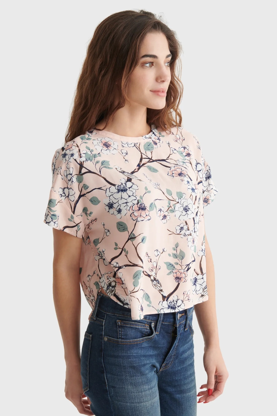 FLORAL DROP SHOULDER OVERSIZED WOVEN TOP, image 3